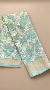 Green Tropical Dola Silk Saree